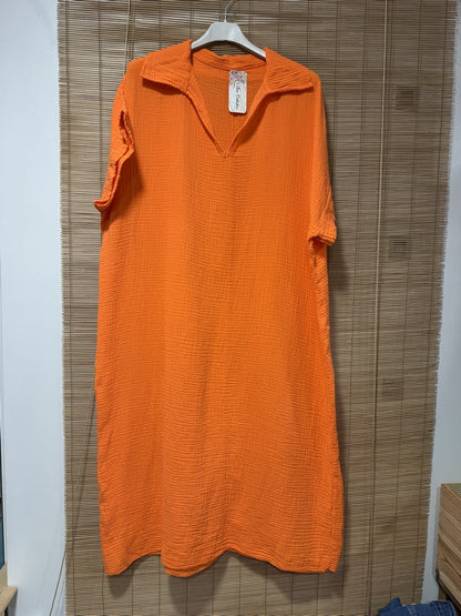 Robe gaze de coton orange