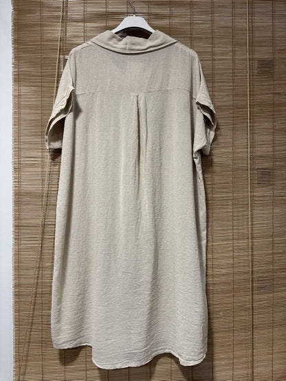 Robe chemise coton manches courtes sable