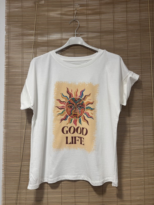 T-shirt blanc soleil Good Life