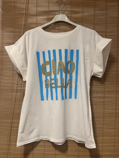 T-shirt CIAO BELLA bleu ciel