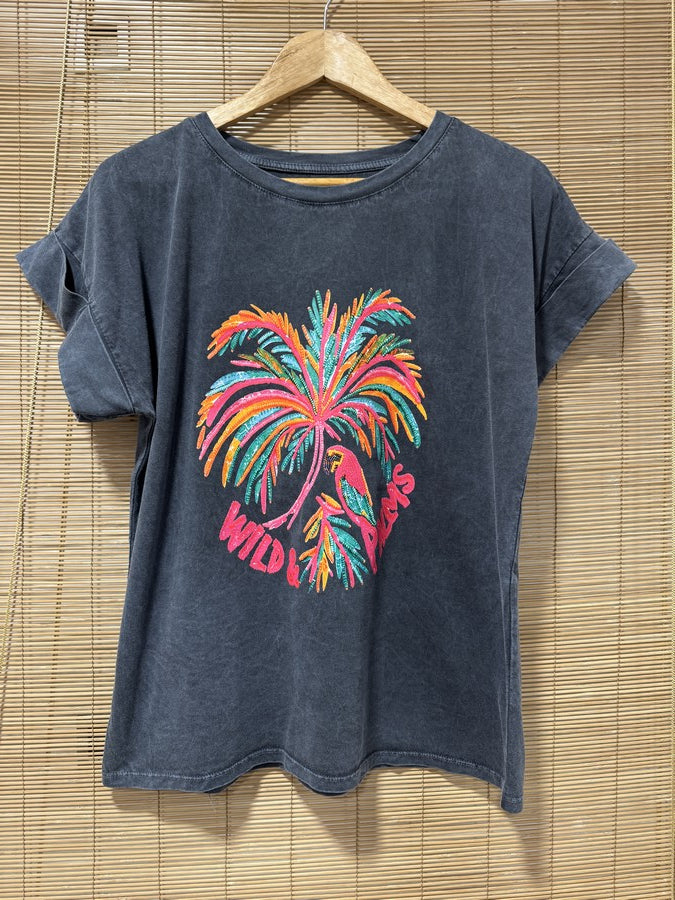 T-shirt anthracite PALMIERS