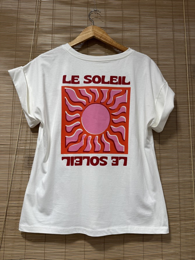 T-shirt blanc LE SOLEIL rouge