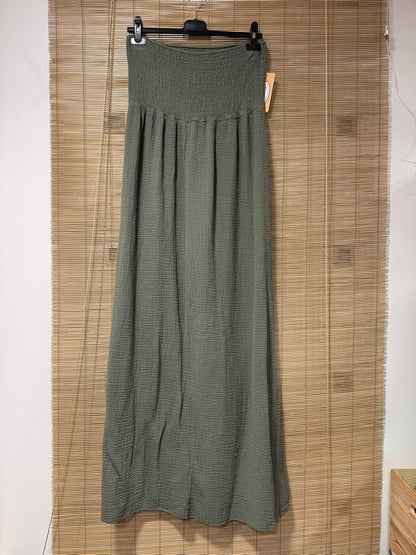Robe bustier gaze de coton kaki