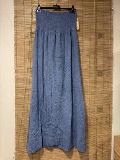 Robe bustier gaze de coton bleu jean