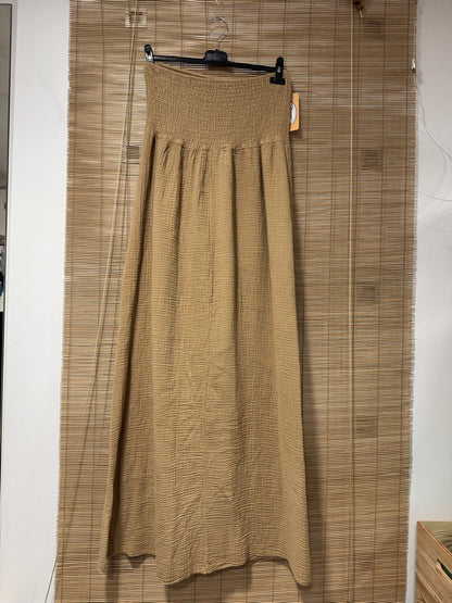 Robe bustier gaze de coton camel