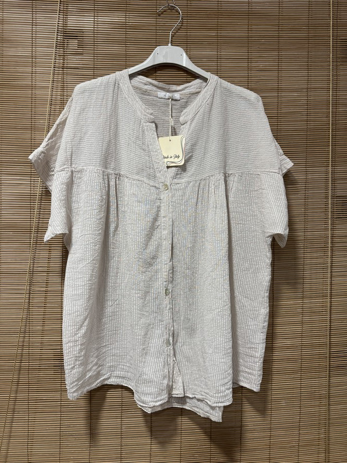 Chemisier rayé voile de coton sable