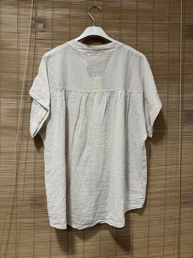 Chemisier rayé voile de coton sable
