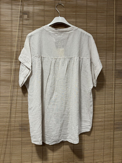 Chemisier rayé voile de coton sable