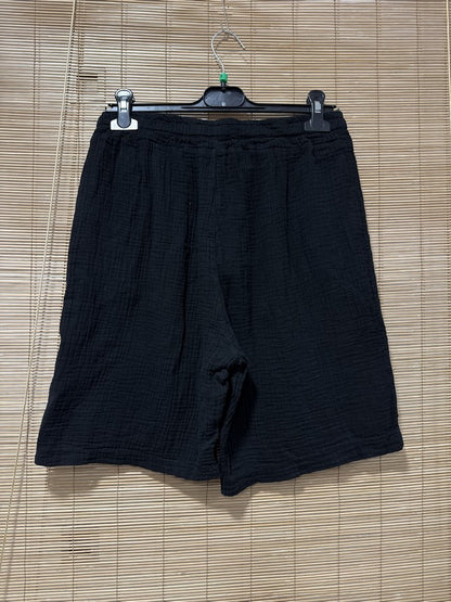 Short gaze de coton AARON noir