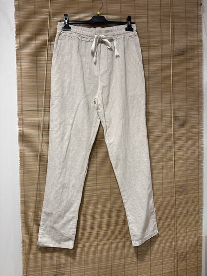 Pantalon en lin REEP rayé sable