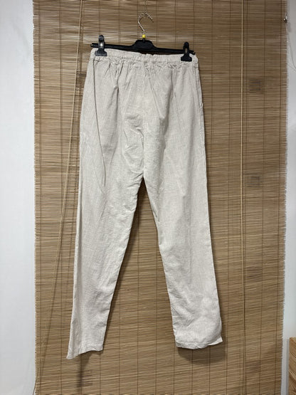 Pantalon en lin REEP rayé sable