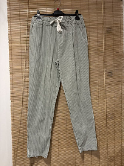 Pantalon en lin REEP rayé kaki