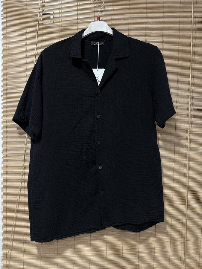 Chemise gaze de coton AARON noire