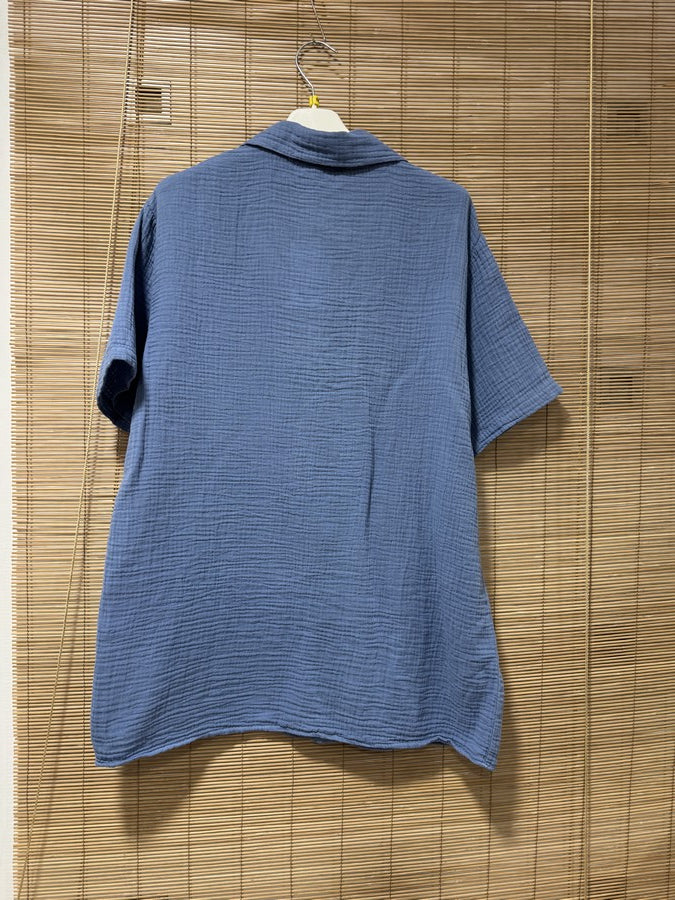 Chemise gaze de coton AARON bleu jean