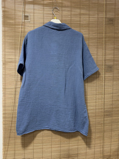 Chemise gaze de coton AARON bleu jean