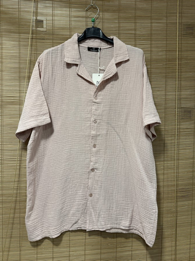 Chemise gaze de coton AARON rose pâle