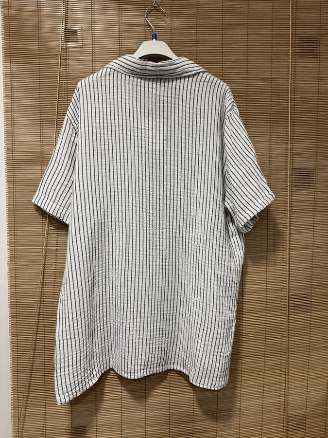 Chemise gaze de coton AARON blanche rayée