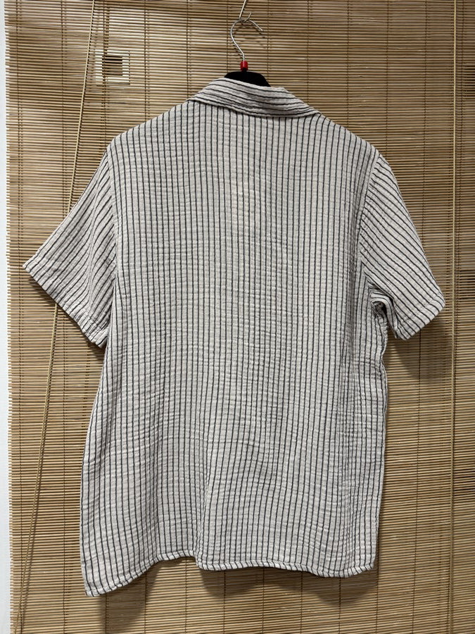 Chemise gaze de coton AARON rayée sable