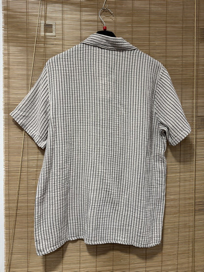 Chemise gaze de coton AARON rayée sable