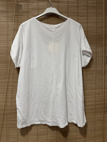 T-shirt blanc poche Palmier beige