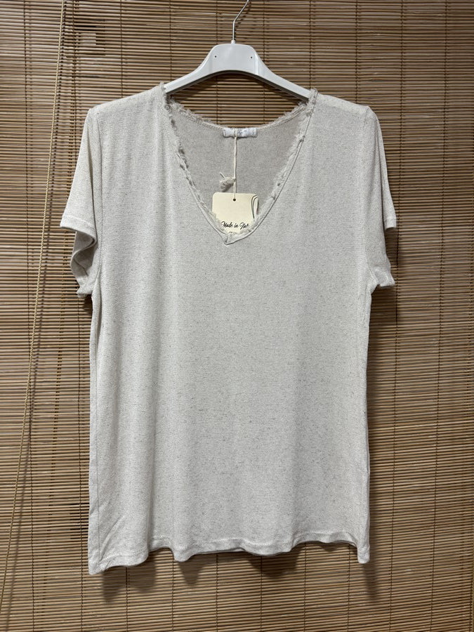 T-shirt fluide lin/coton sable