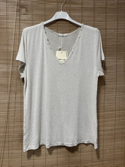 T-shirt fluide lin/coton sable