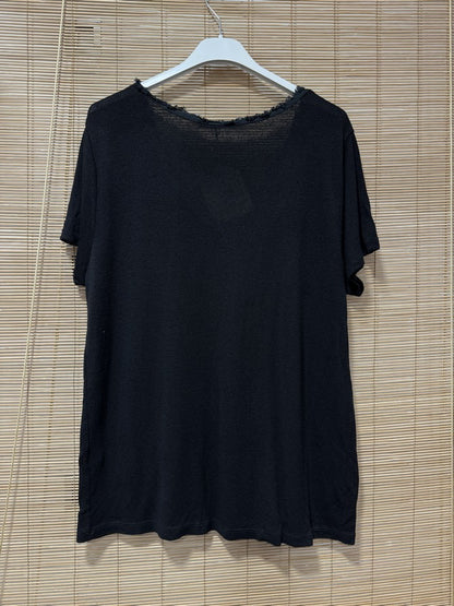 T-shirt fluide lin/coton noir