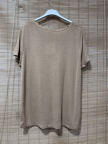 T-shirt fluide lin/coton camel