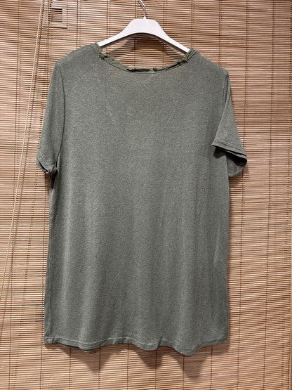 T-shirt fluide lin/coton kaki