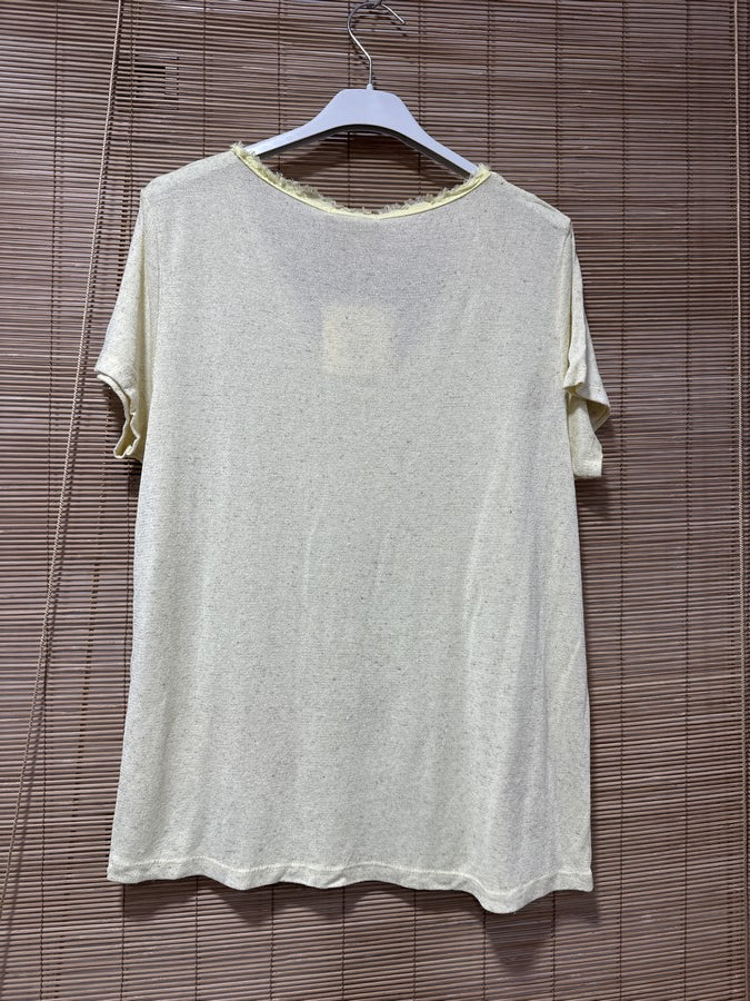 T-shirt fluide lin/coton jaune pâle