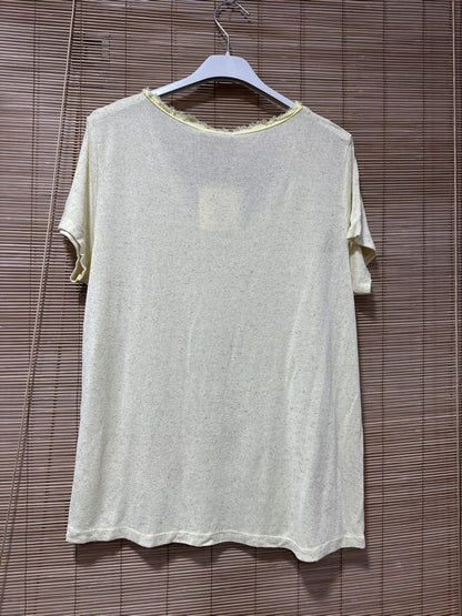 T-shirt fluide lin/coton jaune pâle