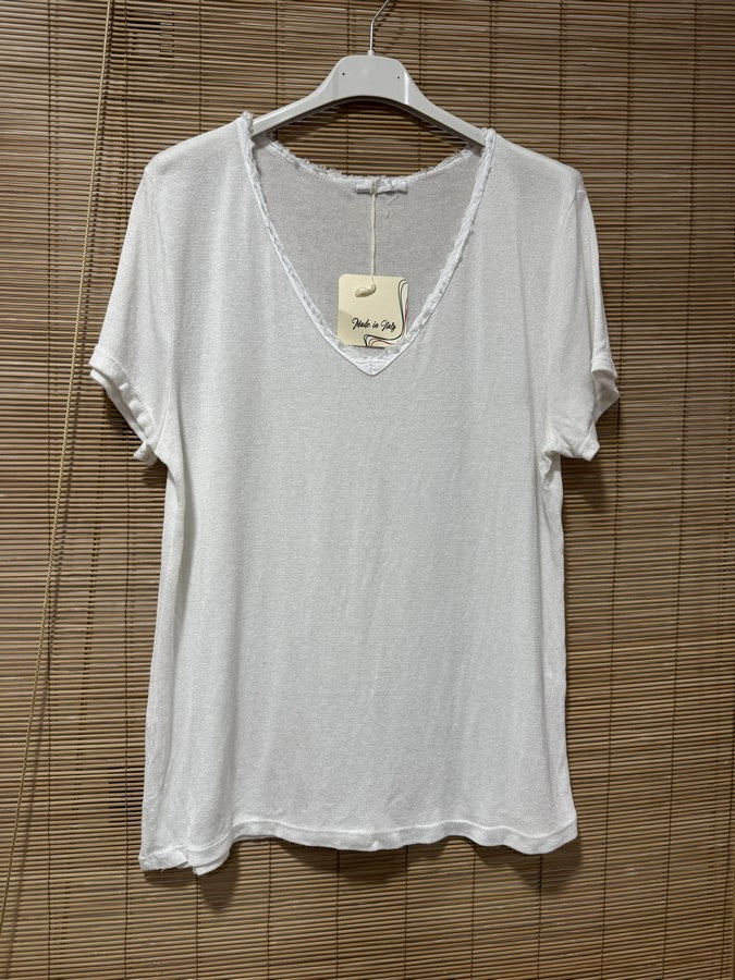 T-shirt fluide lin/coton blanc