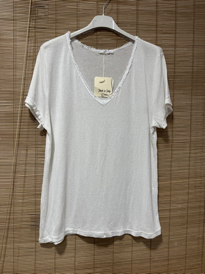 T-shirt fluide lin/coton blanc
