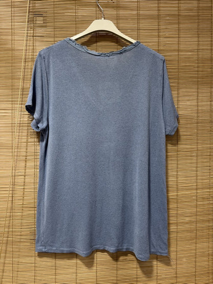 T-shirt fluide lin/coton bleu jean