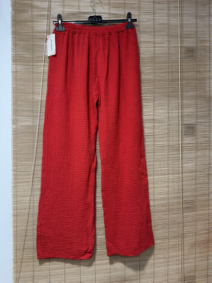 Pantalon gaze de coton rouge