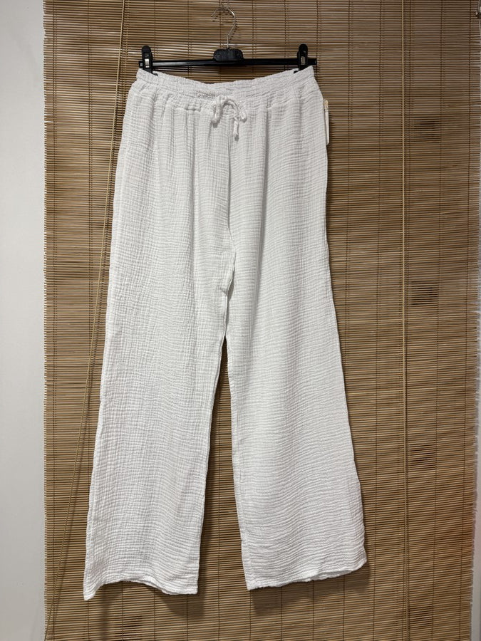 Pantalon gaze de coton blanc