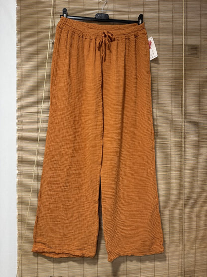 Pantalon gaze de coton rouille