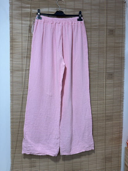 Pantalon gaze de coton rose