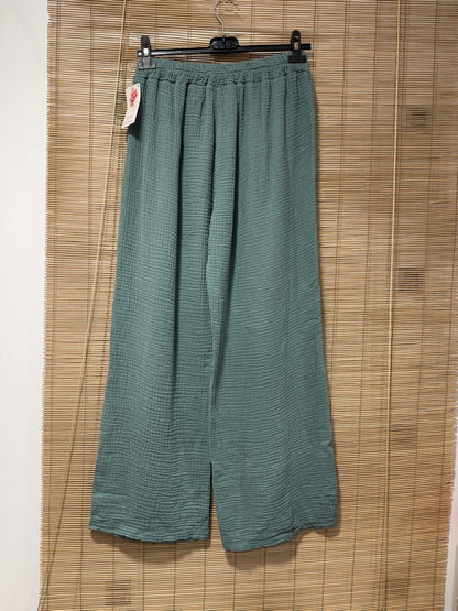 Pantalon gaze de coton vert d'eau