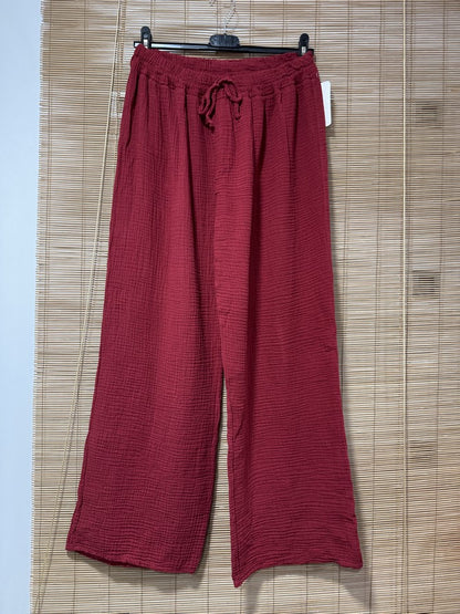 Pantalon gaze de coton bordeaux