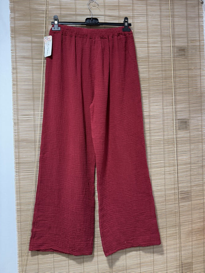 Pantalon gaze de coton bordeaux