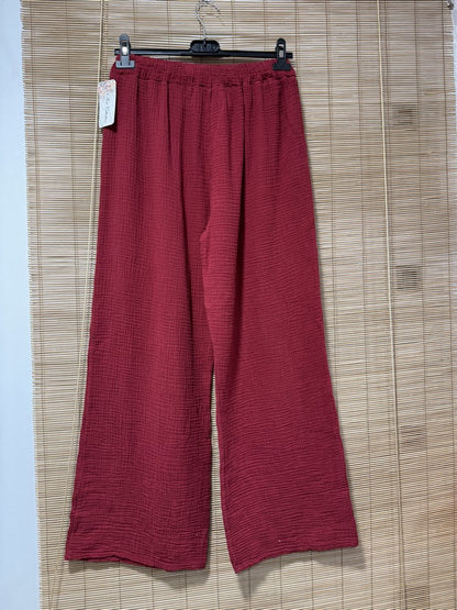 Pantalon gaze de coton bordeaux