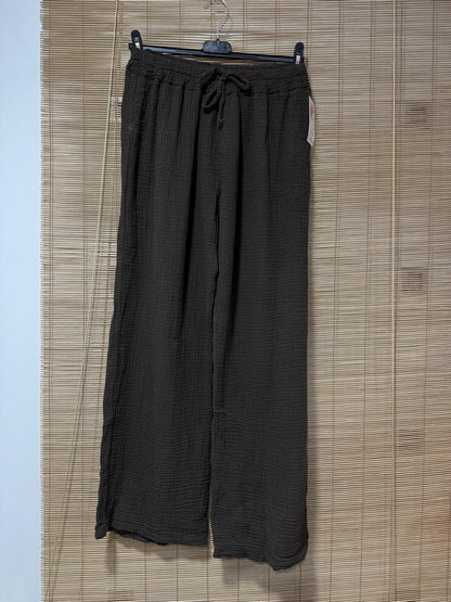 Pantalon gaze de coton chocolat