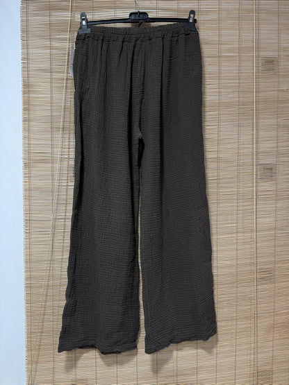 Pantalon gaze de coton chocolat