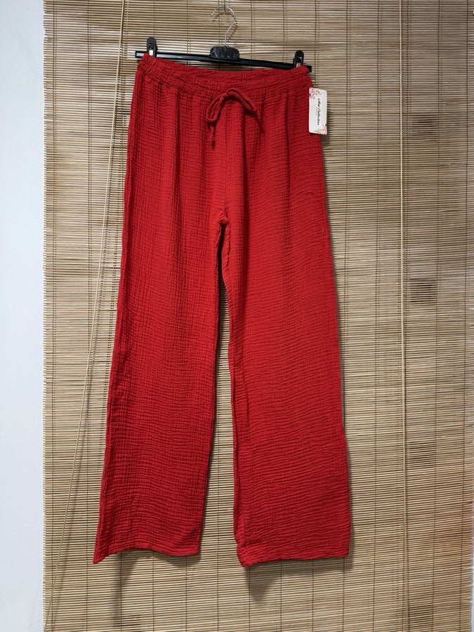 Pantalon gaze de coton rouge