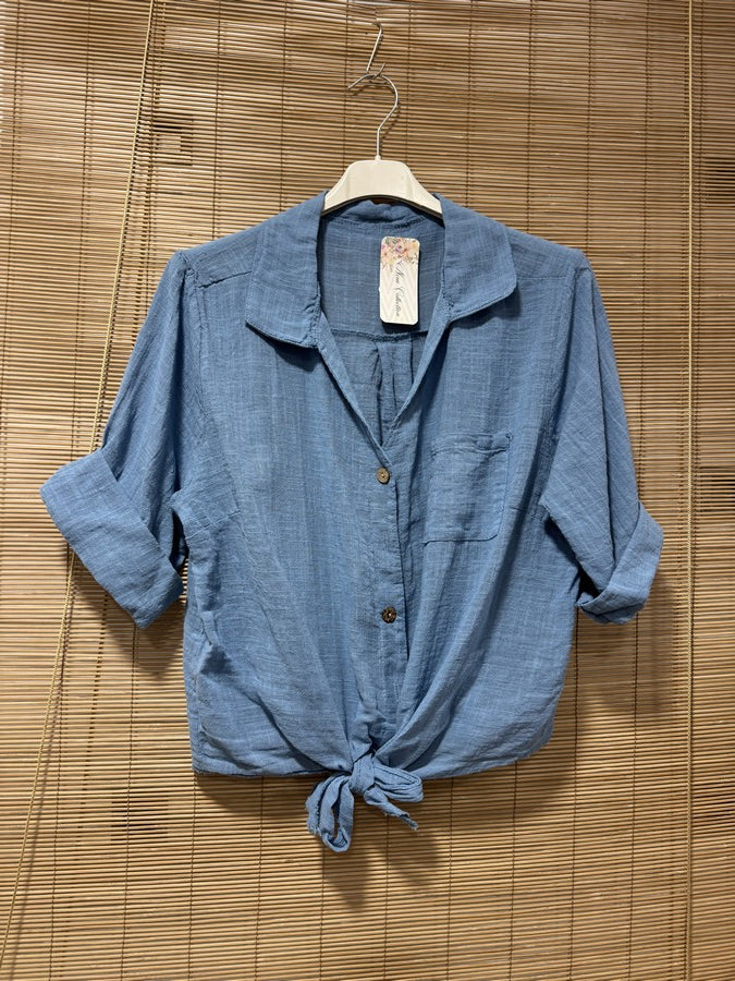 Chemise coton bleu jean