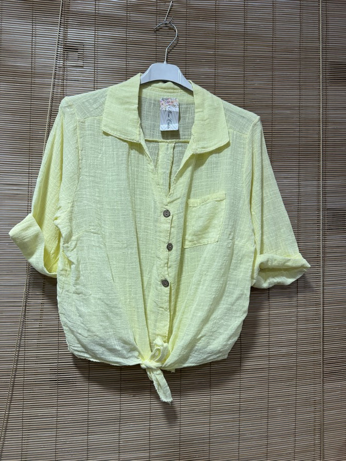 Chemise coton jaune pâle
