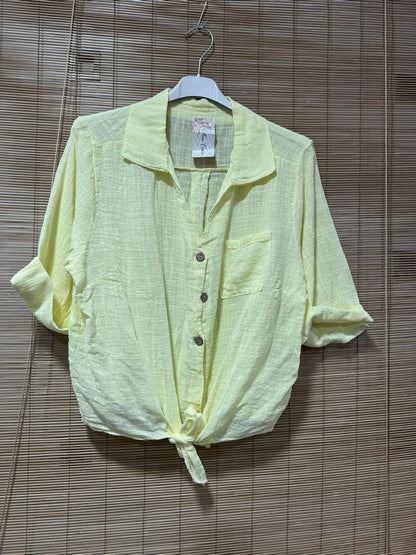 Chemise coton jaune pâle
