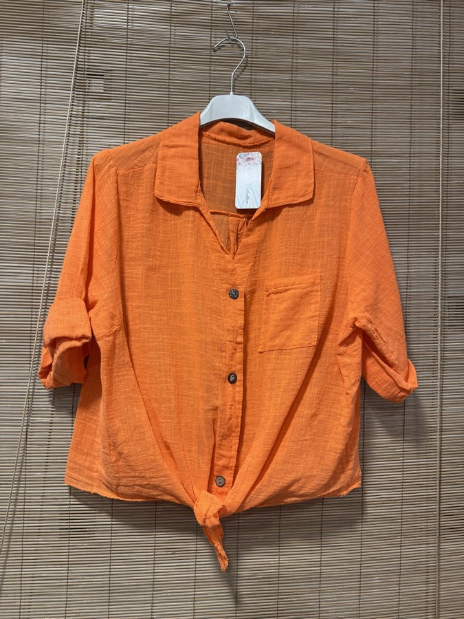 Chemise coton orange