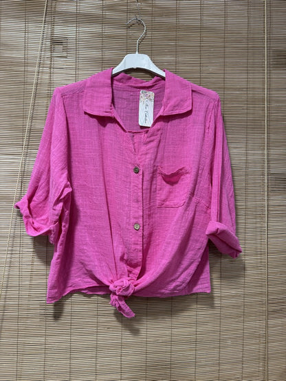 Chemise coton fuchsia